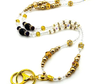 Golden Bling Perlen Breakaway Lanyard, Strassakzente
