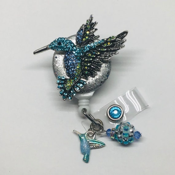Hummingbird-multi Blue Retractable Badge Holder Nurse Retractable Reel ID Badge  Reel Badge ID Badge Clip Badge Lanyard Bling Badge Reel 