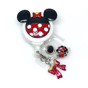Fun Mouse Face Retractable Badge Holder Nurse Retractable Reel ID Badge Reel Badge Buddy ID Badge Clip Badge Lanyard Bling Badge Reel