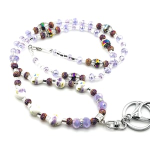 Floral Beaded Breakaway Lanyard, ID Lanyard, Badge Holder, Badge Necklace Lanyard, Nurse Lanyard, Teacher Badge Necklace, Beaded Necklace