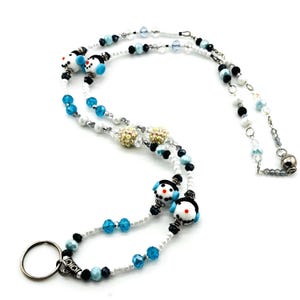 Snowman; Holiday Christmas Beaded Breakaway Lanyard ID Lanyard Badge Holder Badge Necklace Lanyard Nurse Lanyard Teacher Beaded Badge Holder