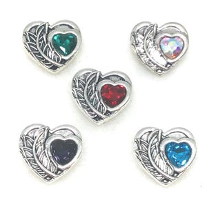 Heart Snap Button: Angel Wings, Colored Bead, 18mm