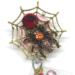 Sparkly Spider Web; Halloween Retractable Badge Holder Nurse, Retractable Reel, ID Badge Reel  ID Badge Clip Badge Lanyard Bling Badge Reel