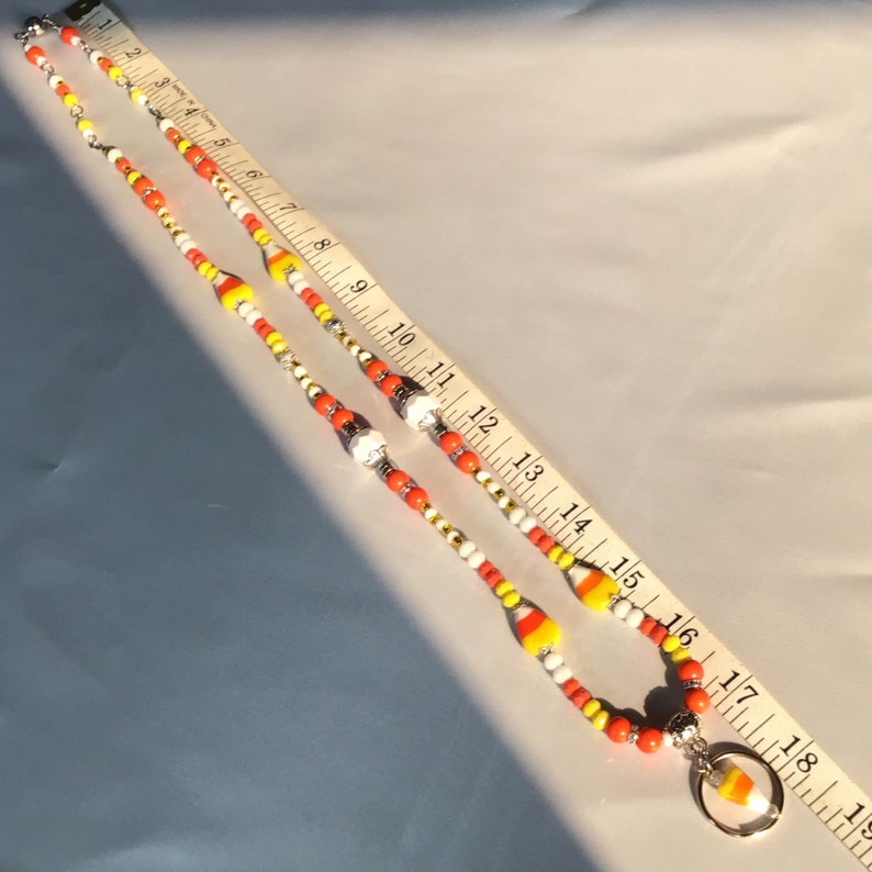 Teacher Badge Necklace ID Lanyard Badge Holder Badge Necklace Lanyard Beaded Necklace Nurse Lanyard Candy Corn Beaded Breakaway Lanyard