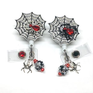 Halloween Spider Web; Retractable Badge Holder Nurse, Retractable Reel ID Badge Reel, Bling Badge Reel ID Badge Clip Badge Lanyard Fall Reel