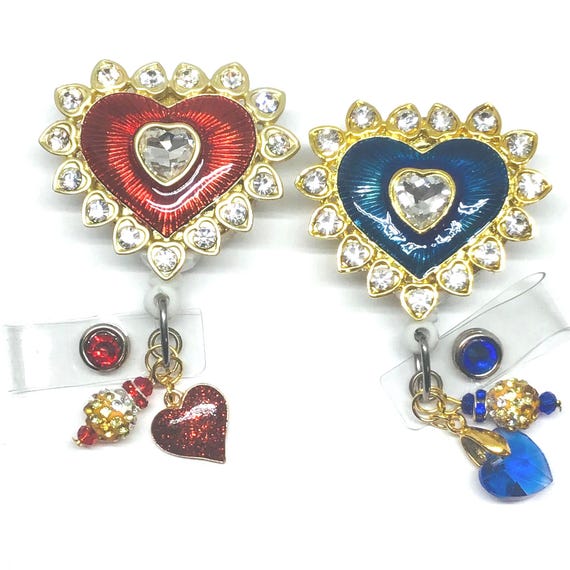 Blue And Gold Badge Holder Samuel Ashley Robyn Leather ID Badge Holder