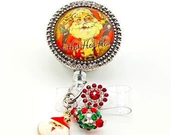 Weihnachtsmann-Ausweishalter mit einziehbarem „Ho Ho Ho“-Logo, festlicher Ausweishalter