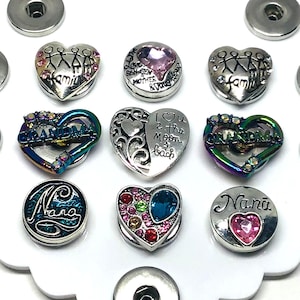 Family Nana Love 18mm Snap Buttons to Use With:  Snap Button Jewelry Badge Holders Lanyards Necklaces Bracelets Mothers Day Fathers Day Gift