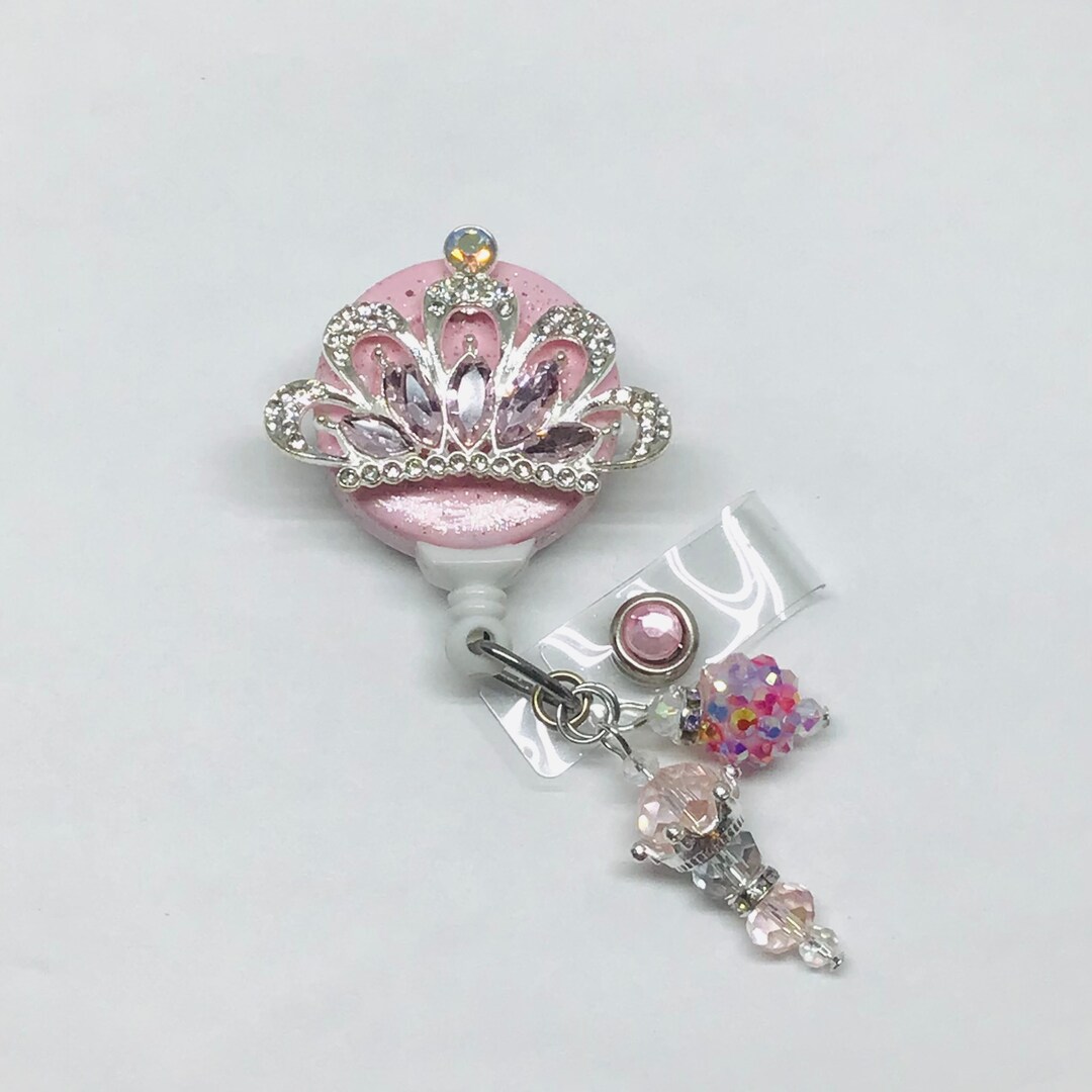 Pink Rhinestone Crown Retractable Badge Holder Nurse Etsy