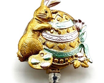 Osterhase einziehbare Abzeichen Reel, goldenes Ei, Bling ID-Halter