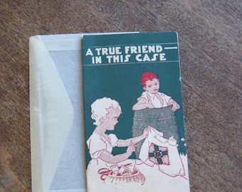 Vintage 1930s Needle Book 'True Friend In This Case'; Striking Expressionistic Lithograph; New Deal/NRA Symbol; Depression Era Collectible