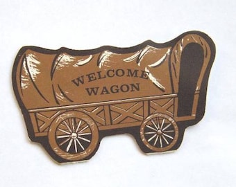Rare Die Cut, Wagon-Shaped Welcome Wagon Needle Book w/ Woonsocket Radio Station + Food Fair Grocery Store Promo Needle Book