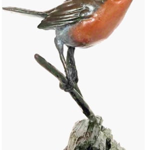 Robin on Branch by Steve Langford Solid Bronze Sculpture