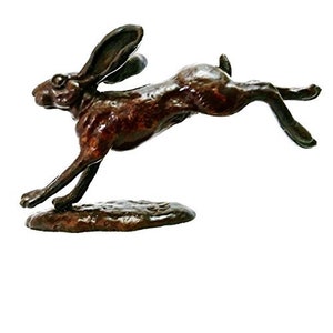Solid Bronze sculpture Leaping hare