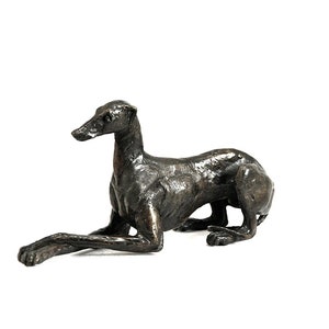 Hot Cast Solid Bronze Greyhound Lying Cross Legged