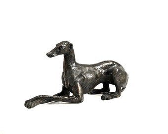 Hot Cast Solid Bronze Greyhound Lying Cross Legged