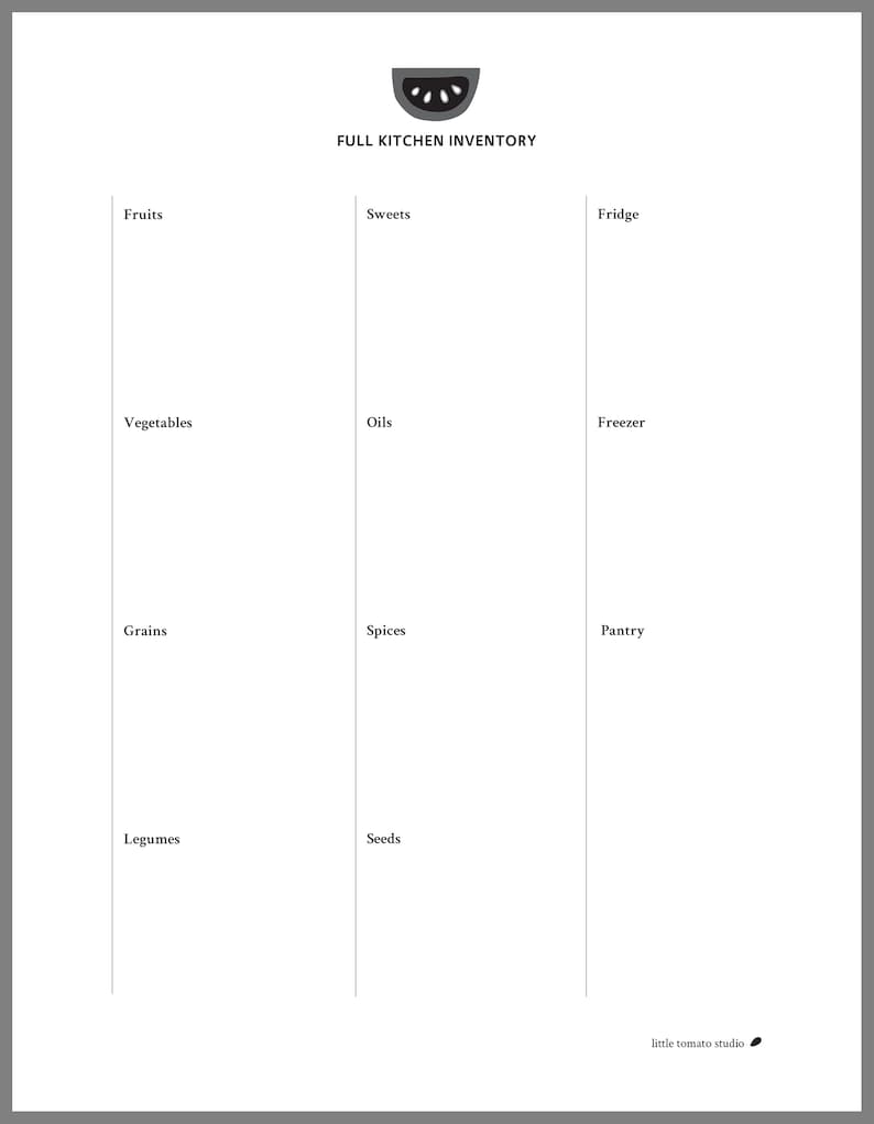 Kitchen planner printable digital download kitchen planner 8 5 x 11