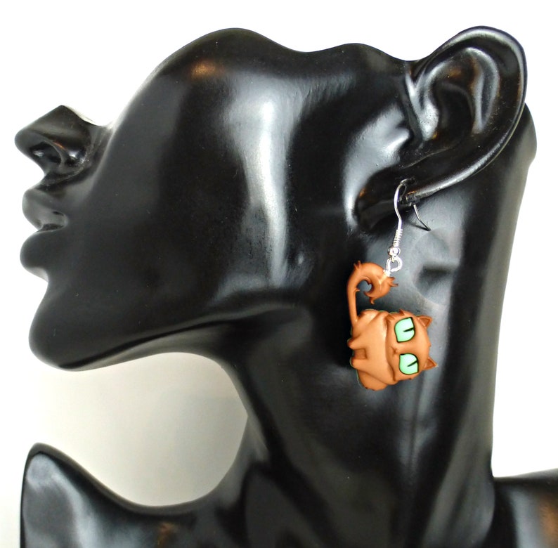 Crazy Cat Lady Gift Cat Droppers Kitty Earrings Kitten Earrings Orange Cat Dangles Ginger Cat Earrings Cat Lover Gift Cat Jewellery