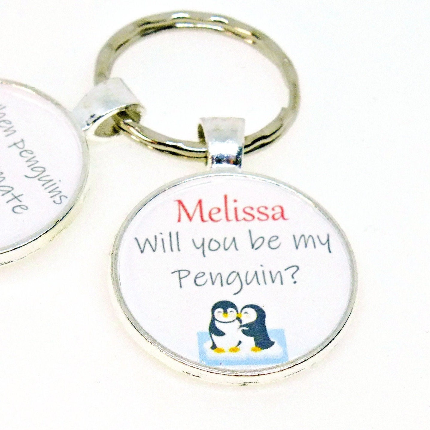 Penguin Keychain Will You Be My Penguin Personalised Keyring | Etsy