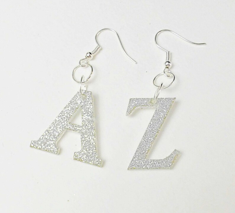 Initial Letter Droppers Custom Letter Earrings Glitter Etsy