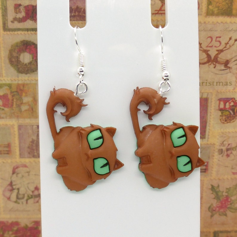 Crazy Cat Lady Gift Cat Droppers Kitty Earrings Kitten Earrings Orange Cat Dangles Ginger Cat Earrings Cat Lover Gift Cat Jewellery