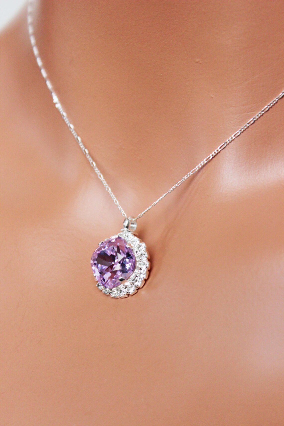 Violet Crystal Drop Wedding Jewelry Set Violet Earrings and Etsy