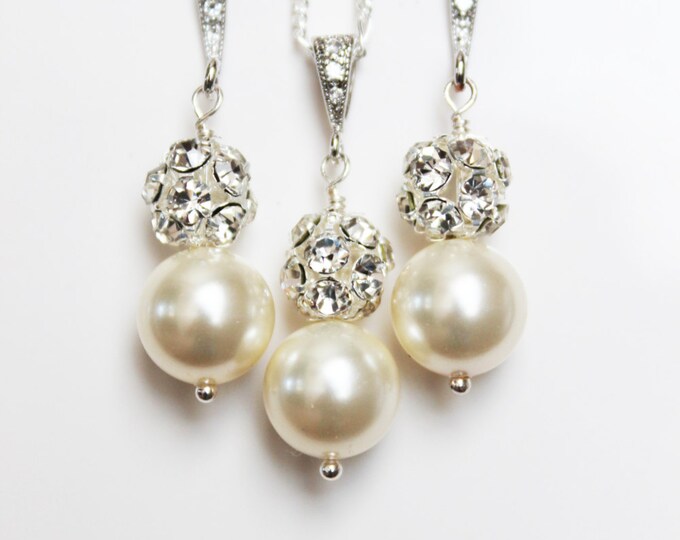 Bridal Jewelry Sets Two-piece Suit Pearl Pearl 1 Necklace Earrings Women's