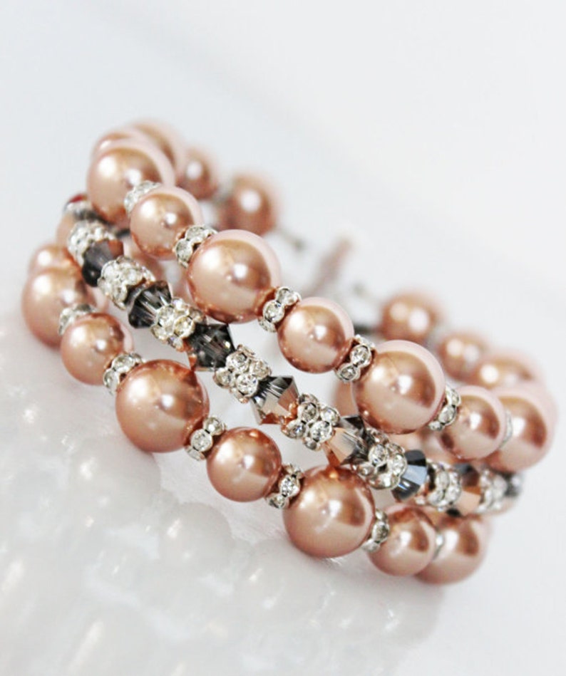 Mother of the Groom Mother of the Bride Chunky Bridal Bracelet Rose Gold Crystal Wedding Bracelet Bridal Accessories