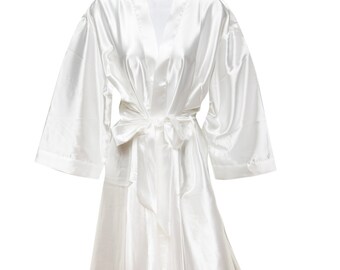 long white silk dressing gown
