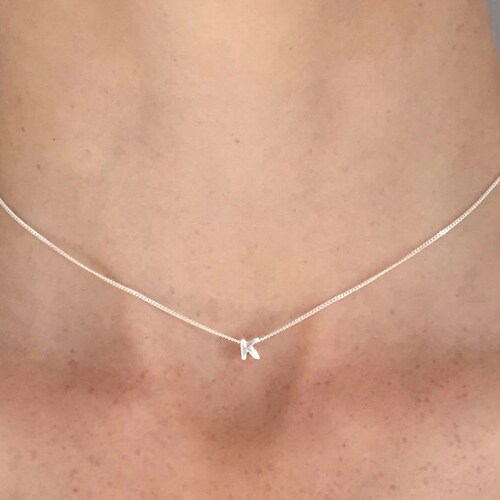 Sterling Silver Initial Necklace Solid 