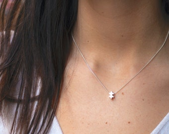 Sterling Silver Puzzle Piece Necklace, Solid Silver Puzzle Necklace