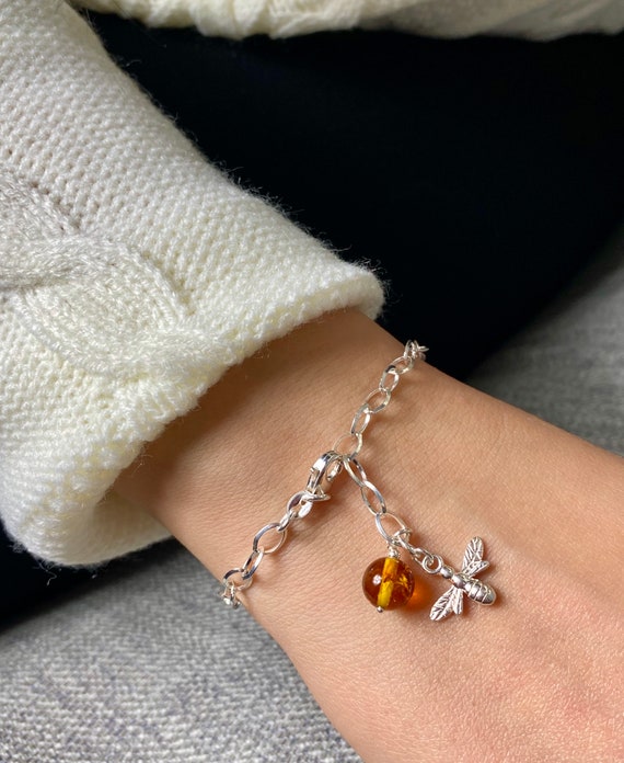 Bijoux abeille : magnifique bracelet en argent Sterling 925 avec cristal  abeille !