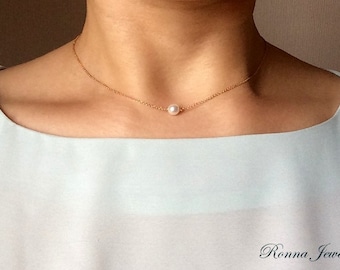 Floating Pearl Necklace Translucent Necklaces for Women Brides Bridesmaids 17C