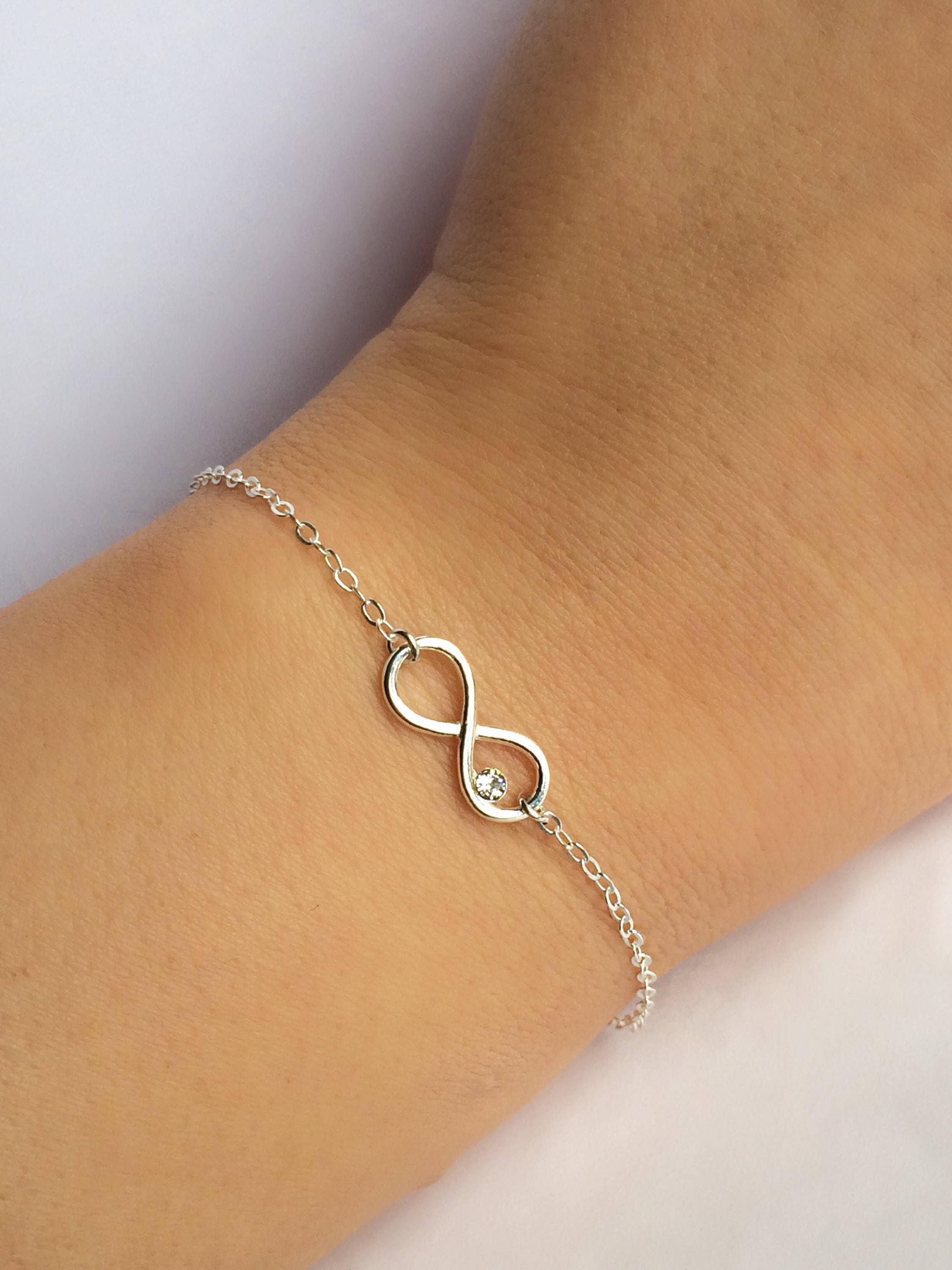 Diamond Accent Infinity Link Bracelet in Sterling Silver - 7.5