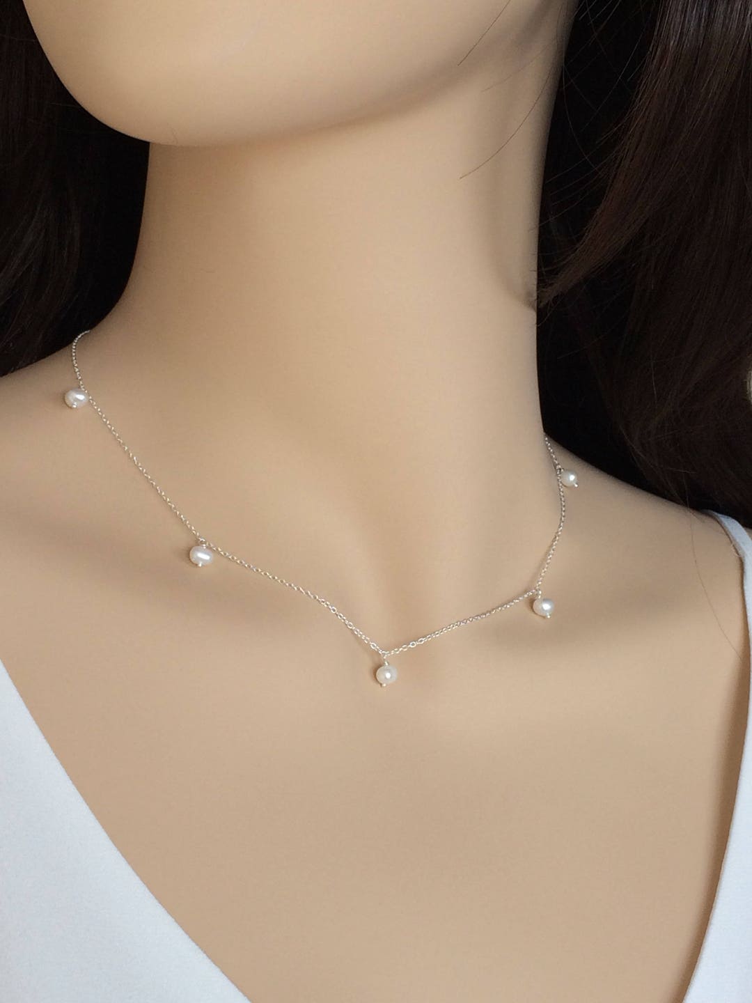 Modern Pearl Necklace Sterling Silver Pearl Necklace Gold - Etsy UK