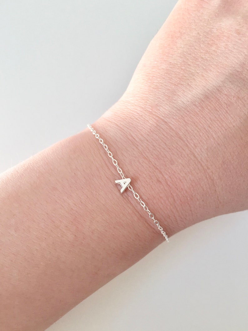 Sterling Silver Initial Bracelet Delicate Initial Bracelet | Etsy