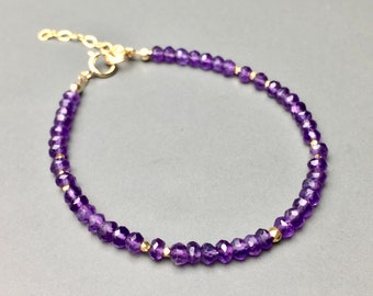 Amethyst Bracelet, February Birthstone Bracelet, Purple Gemstone Bracelet, Gemstone Jewellery,