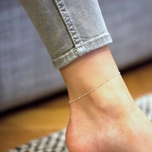 Sterling Silver Satellite Chain Anklet, Sterling Silver Anklet, Anklet, Deicate image 2