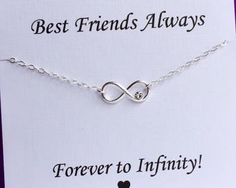 Bracelet coeur infini en argent sterling, bracelet meilleurs amis, bracelet d'amis, bracelet soeurs, infini