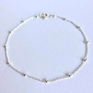 Sterling Silver Satellite Chain Anklet, Sterling Silver Anklet, Anklet, Deicate image 4