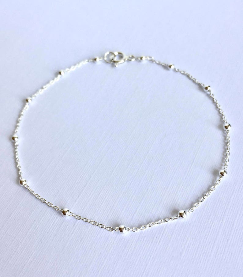 Sterling Silver Satellite Chain Anklet, Sterling Silver Anklet, Anklet, Deicate image 4