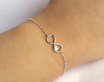 Bridesmaid Bracelet, Sterling Silver Infinity Bracelet, Infinity Heart Bracelet, Friends Bracelet, Sisters Bracelet