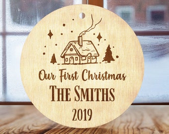 Personalized Ornaments for Christmas Engraved  Christmas Tree Decoration  Married Engaged Couples Wedding Gift Customized Newlywed Ornament