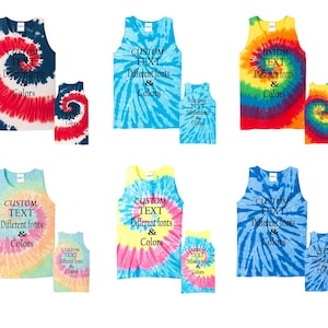Maßgeschneiderte Tie Dye Tank Top Unisex Erwachsene - Personalisierte Bunte Sommer Festival Shirt & Casual Beach Wear
