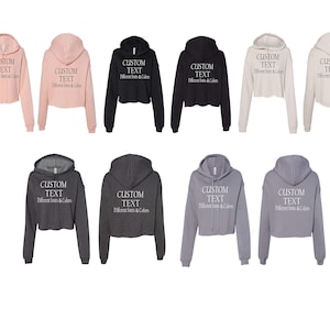 Customized Bella Canvas Women&#39;s Cropped Fleece Hoodie Add Text Personalized Hoodie Cropped Add Custom Text