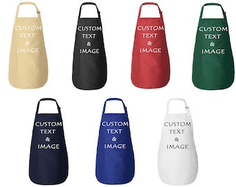 Customized Kitchen Chef Apron Personalized with Your Image and Text and Full-Length Apron with Pockets