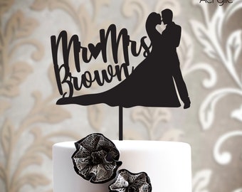 Mr and Mrs Wedding Cake Topper Personalized with Names and Date Bride Groom Customized Laser Cut Cake Topper Personalized Made in USA