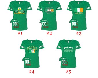 Personnalisé St. Patty Chemises V Neck Jersey Nom et numéro personnalisés St Patrick Chemises Irish Day St Patty’s Tees Personnalisé 8 Designs Dames