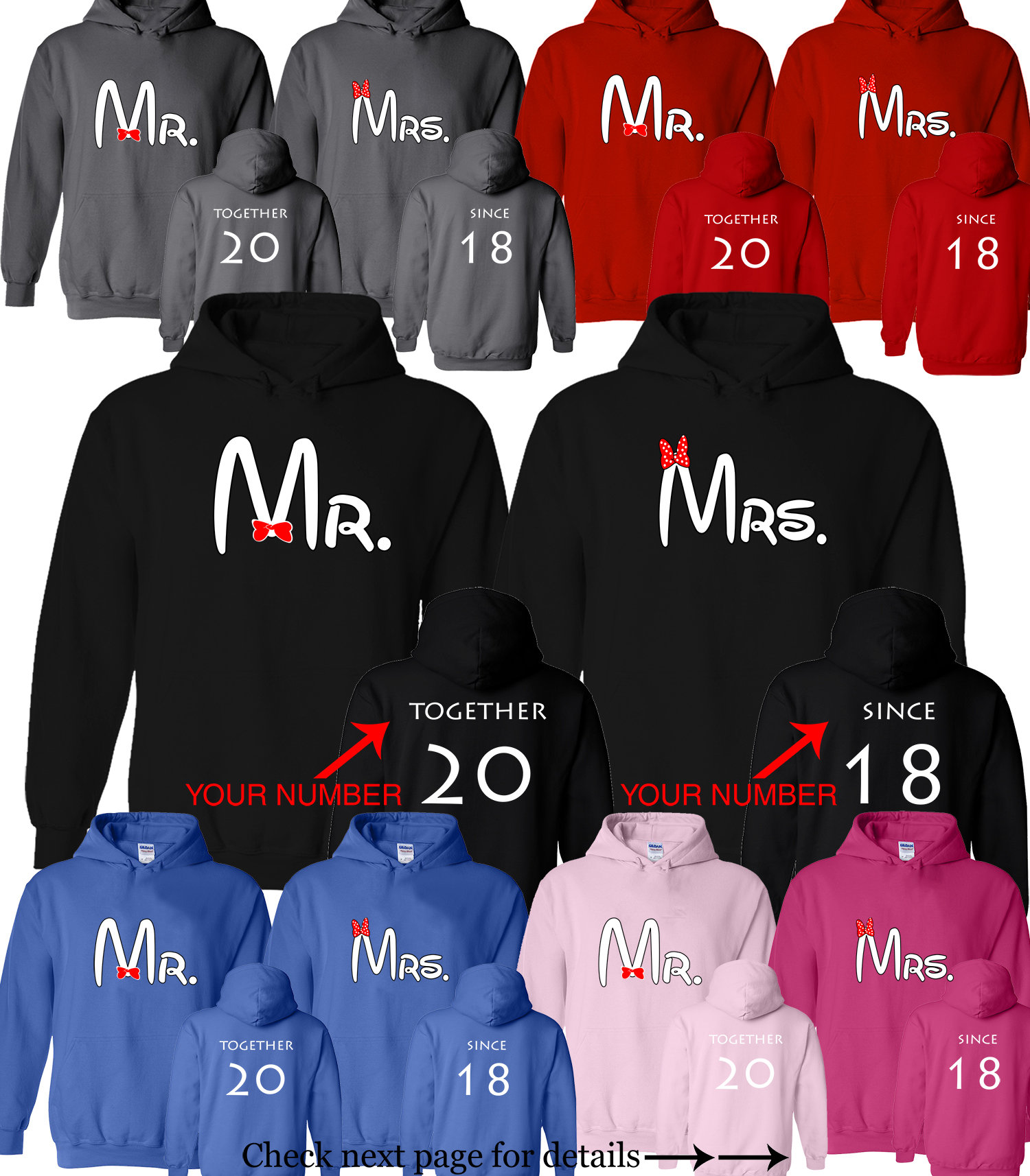 mr and mrs personalised hoodies