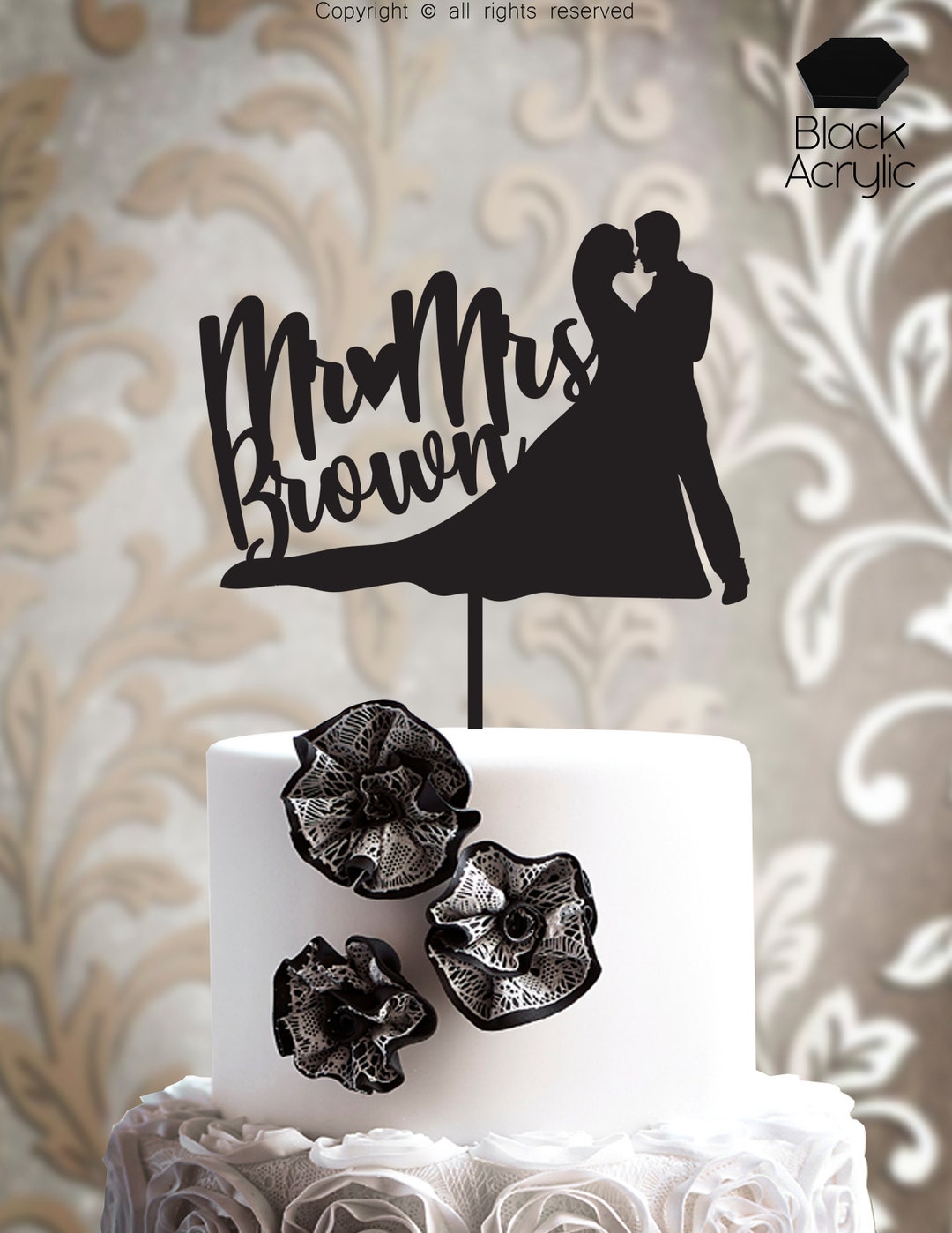 Mr and Mrs Wedding Cake Topper Personalized With Names and Date Bride ...